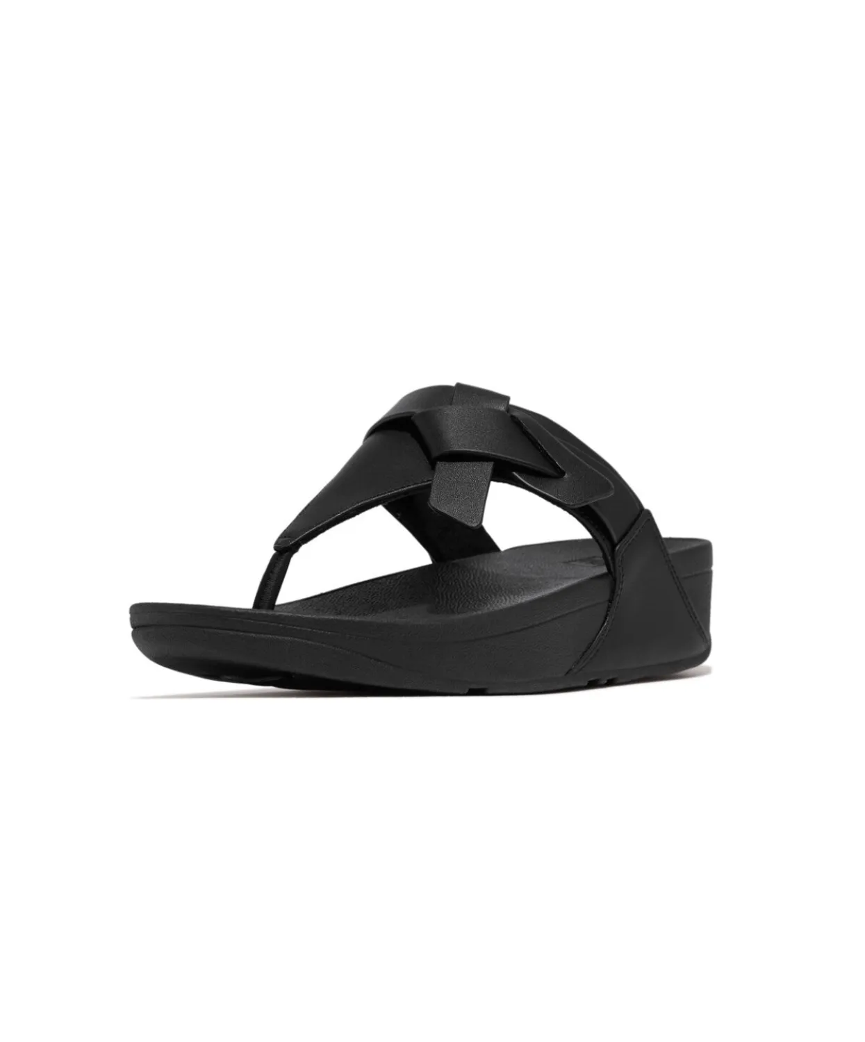 Womens Fitflop Shoes Fitflop Lulu Folded Knot Leather Toe-Post Sandals Black