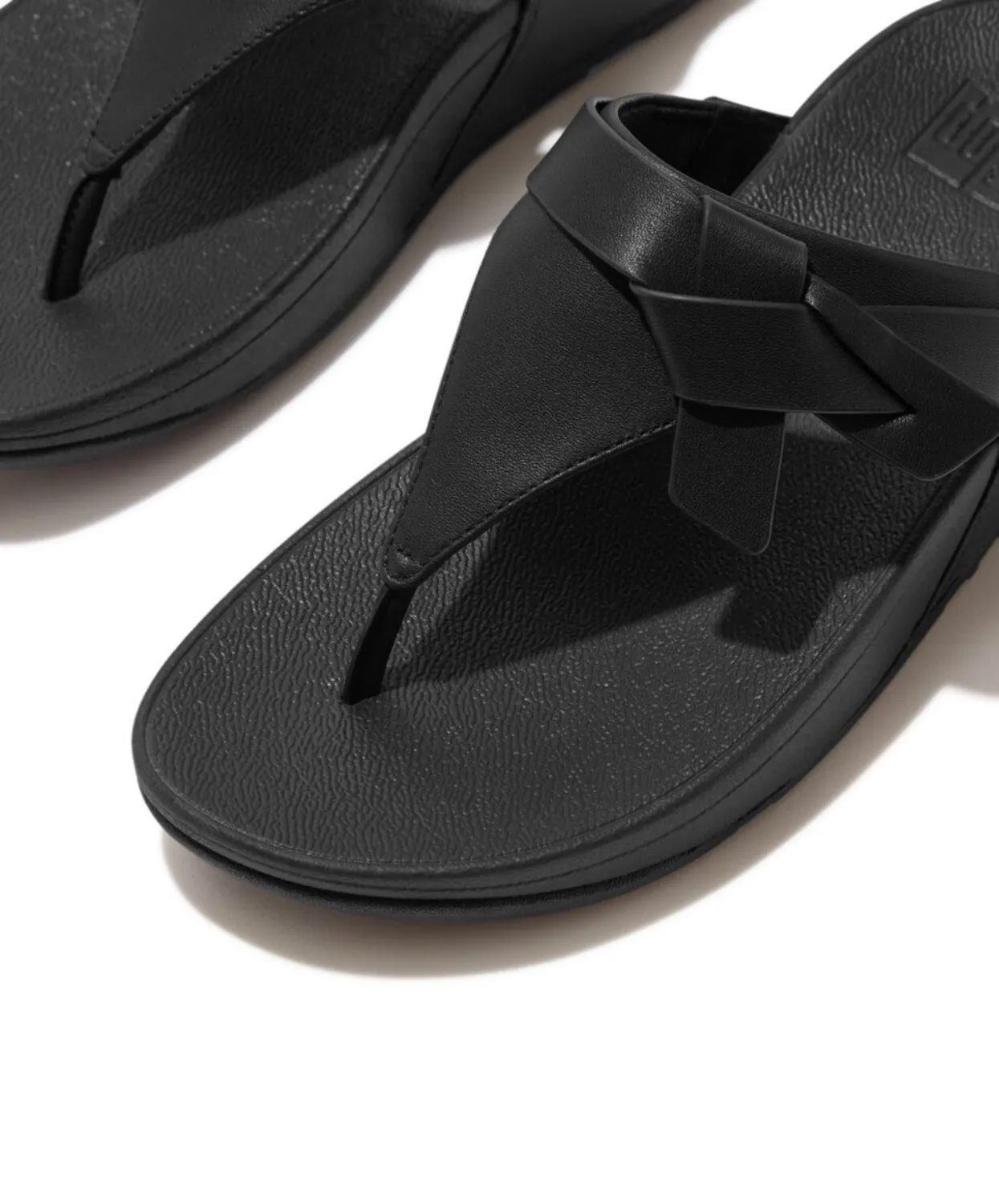 Womens Fitflop Shoes Fitflop Lulu Folded Knot Leather Toe-Post Sandals Black