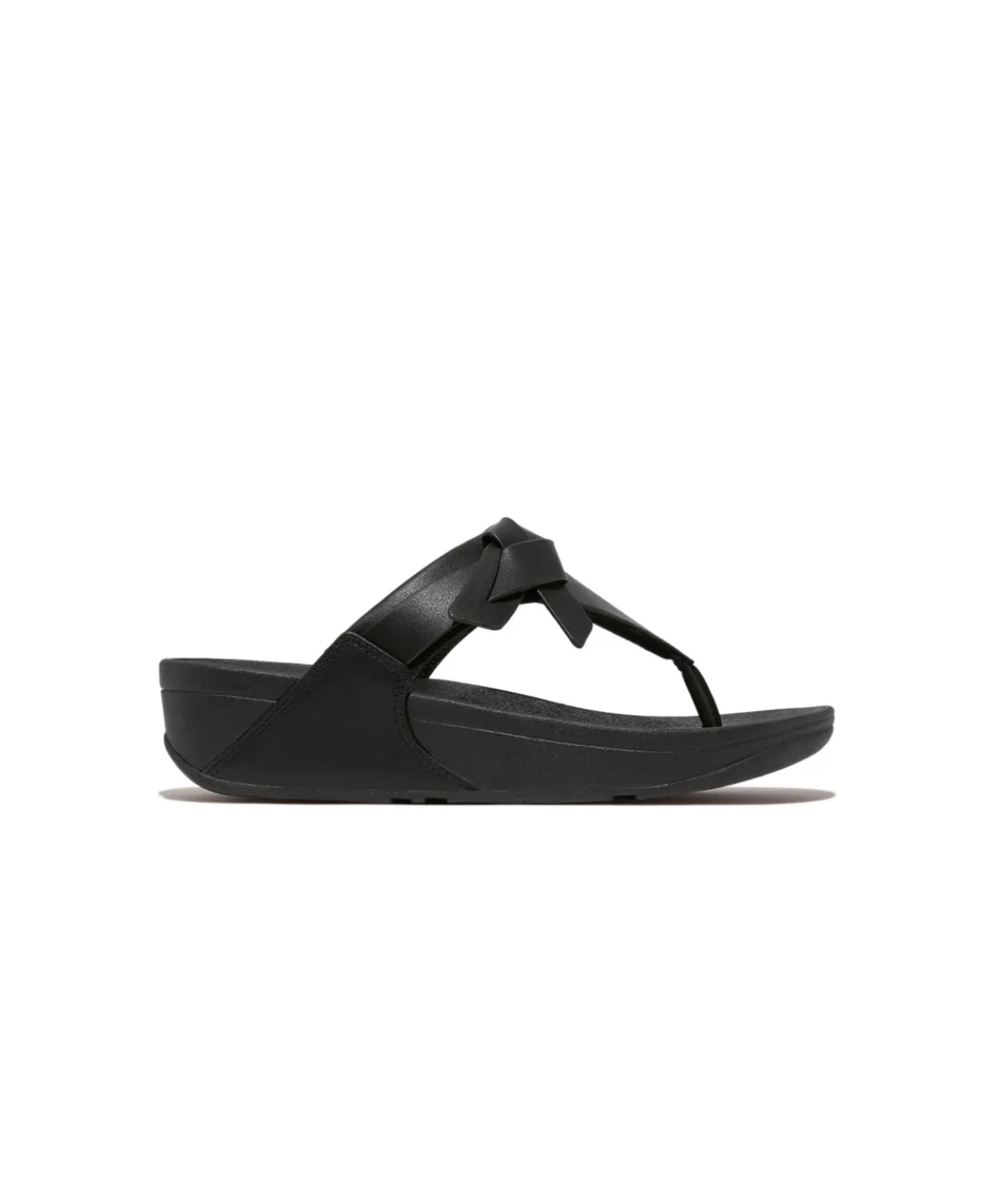 Womens Fitflop Shoes Fitflop Lulu Folded Knot Leather Toe-Post Sandals Black