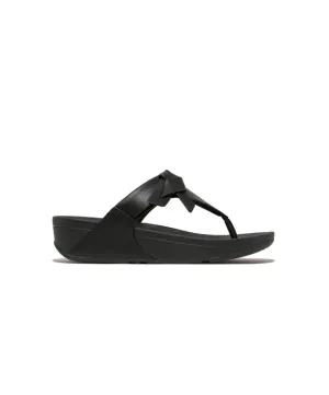 Womens Fitflop Shoes Fitflop Lulu Folded Knot Leather Toe-Post Sandals Black