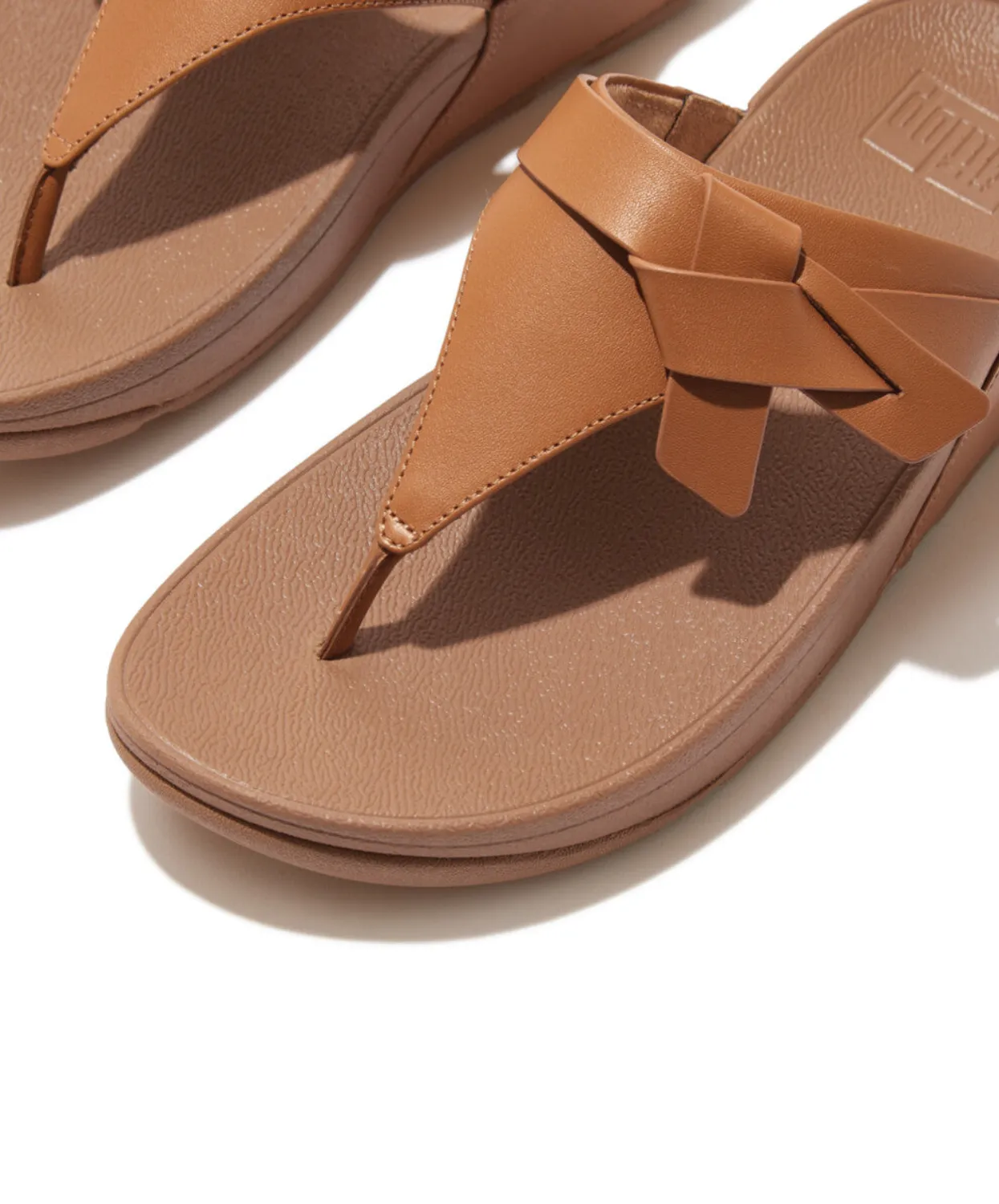Womens Fitflop Shoes Fitflop Lulu Folded Knot Leather Toe-Post Sandals Desert Tan