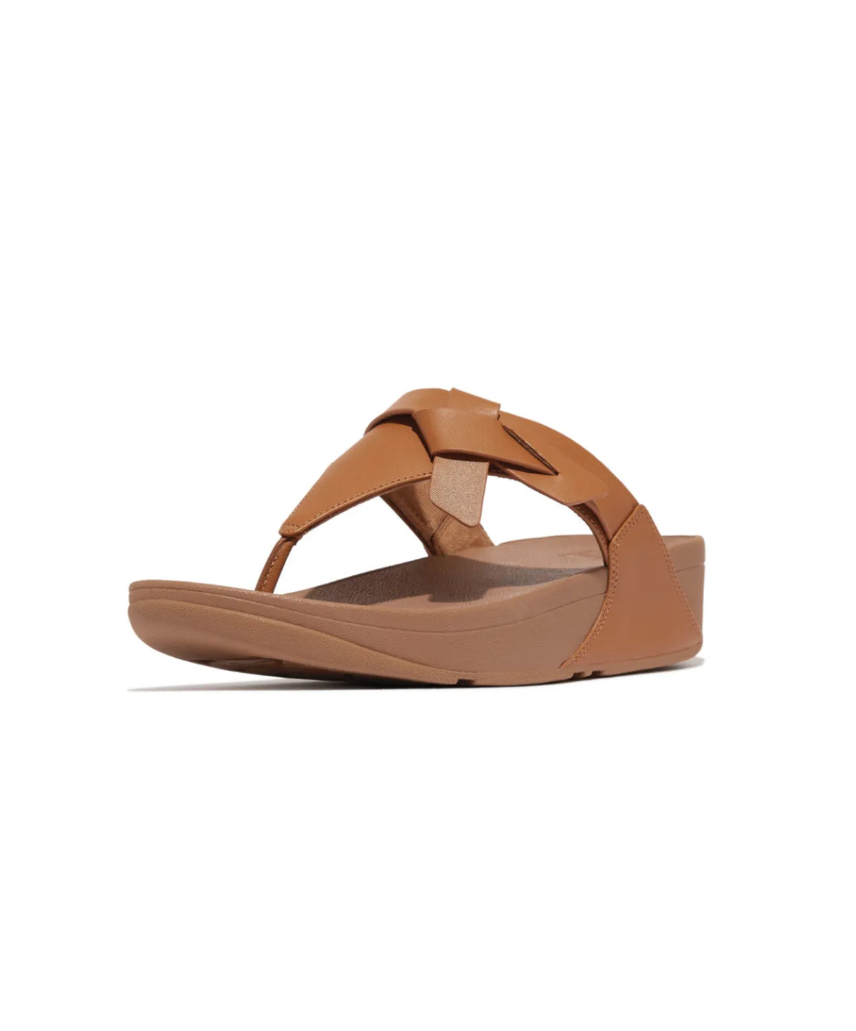 Womens Fitflop Shoes Fitflop Lulu Folded Knot Leather Toe-Post Sandals Desert Tan