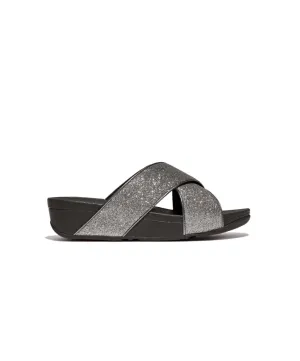 Womens Fitflop Shoes Fitflop Lulu Glitterdust Cross Slides Pewter