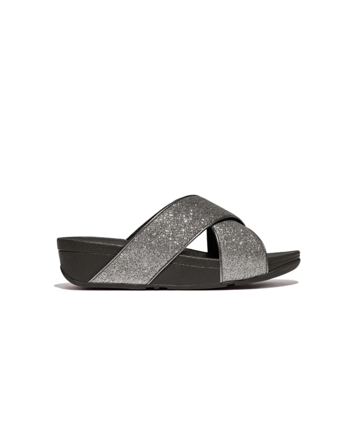 Womens Fitflop Shoes Fitflop Lulu Glitterdust Cross Slides Pewter