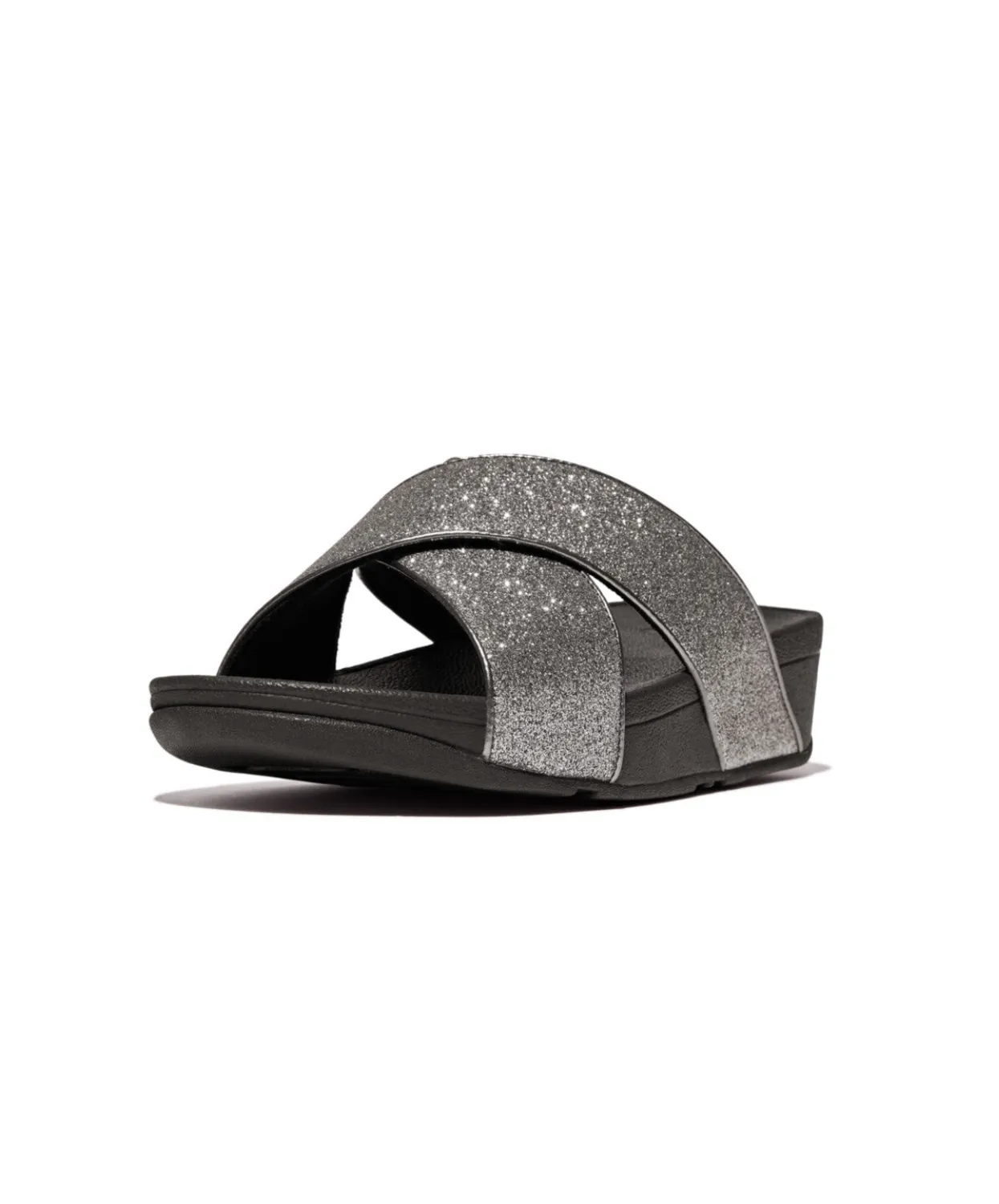 Womens Fitflop Shoes Fitflop Lulu Glitterdust Cross Slides Pewter