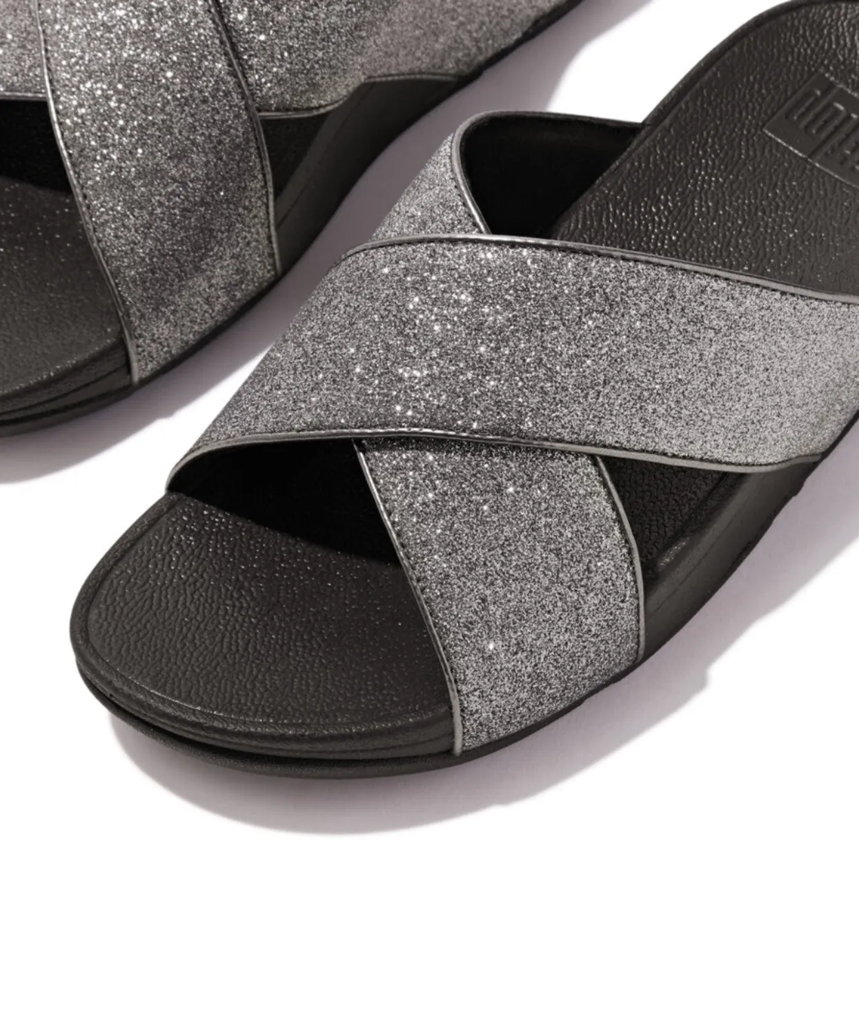 Womens Fitflop Shoes Fitflop Lulu Glitterdust Cross Slides Pewter