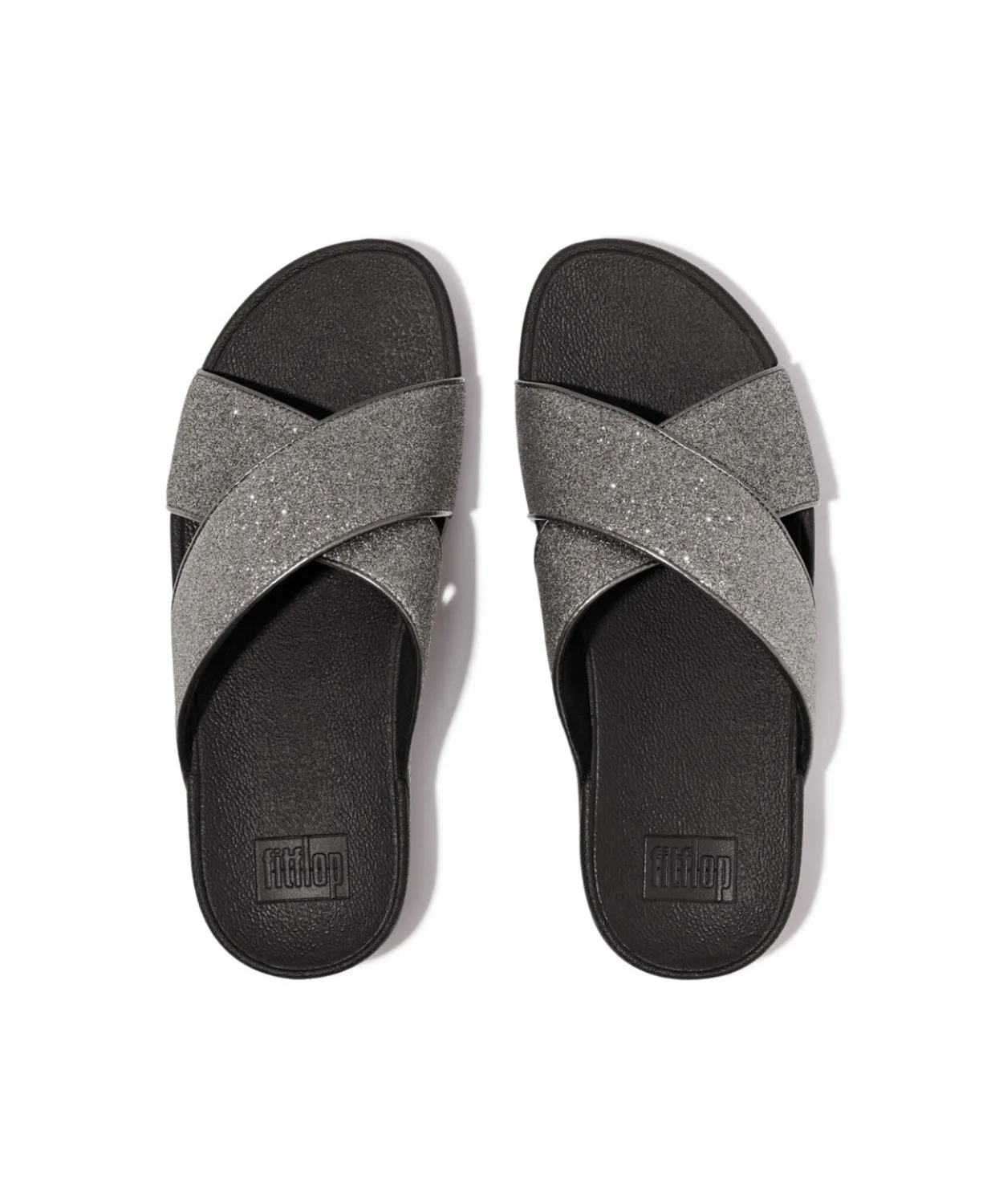 Womens Fitflop Shoes Fitflop Lulu Glitterdust Cross Slides Pewter
