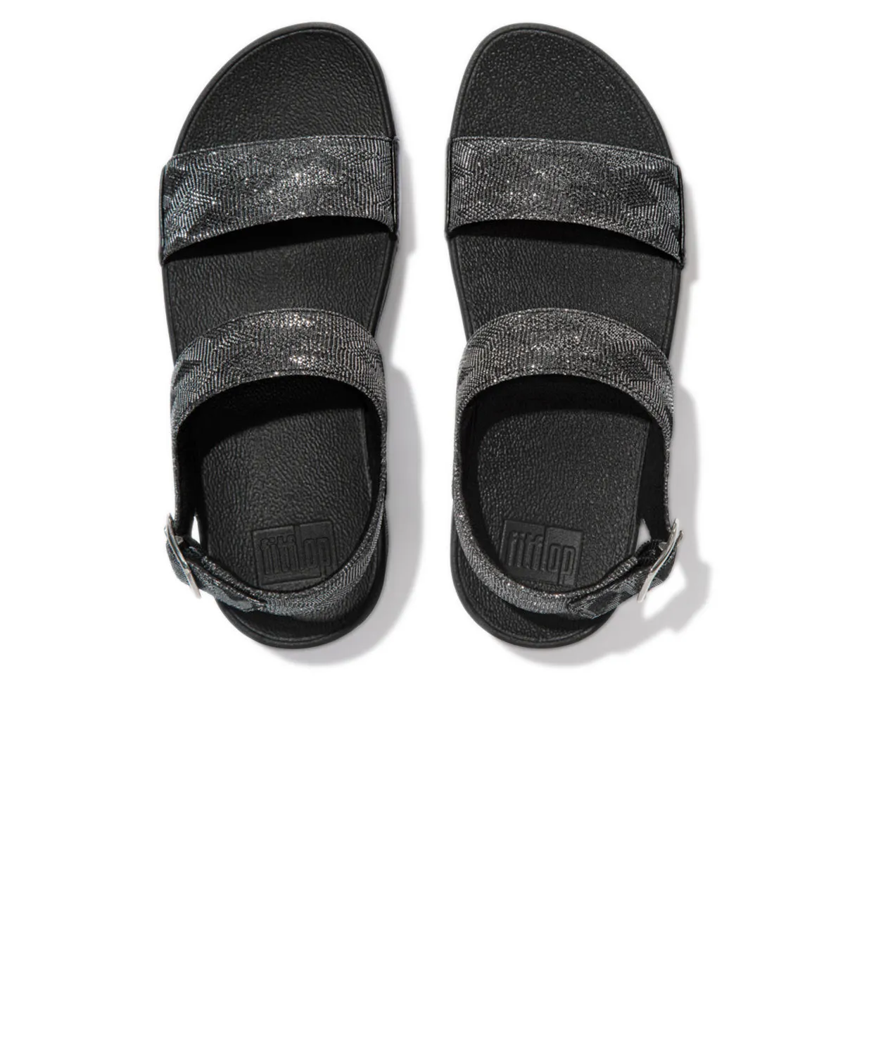 Womens Fitflop Shoes FitFlop Lulu Glitz All Black Back-Strap Sandals
