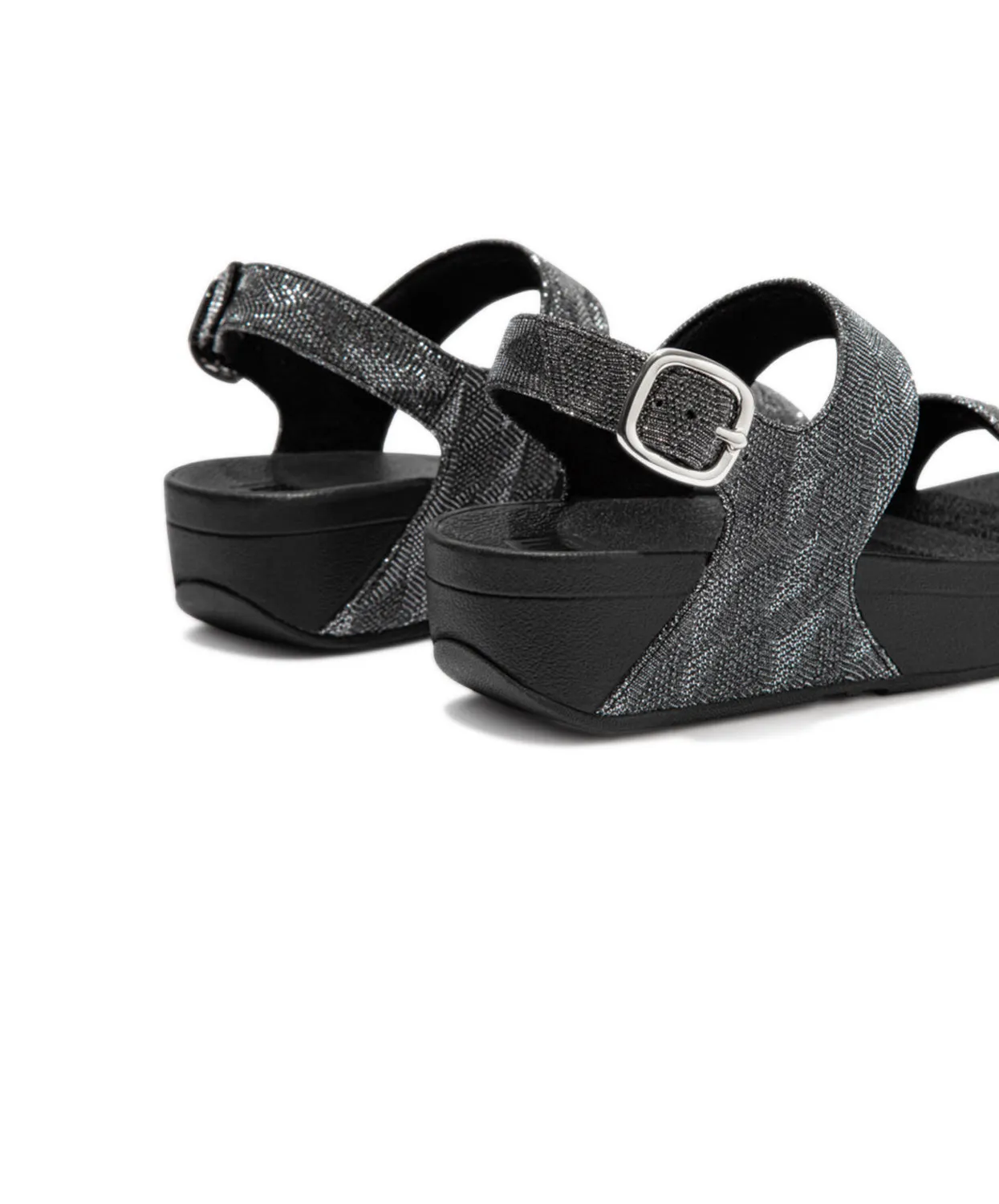 Womens Fitflop Shoes FitFlop Lulu Glitz All Black Back-Strap Sandals
