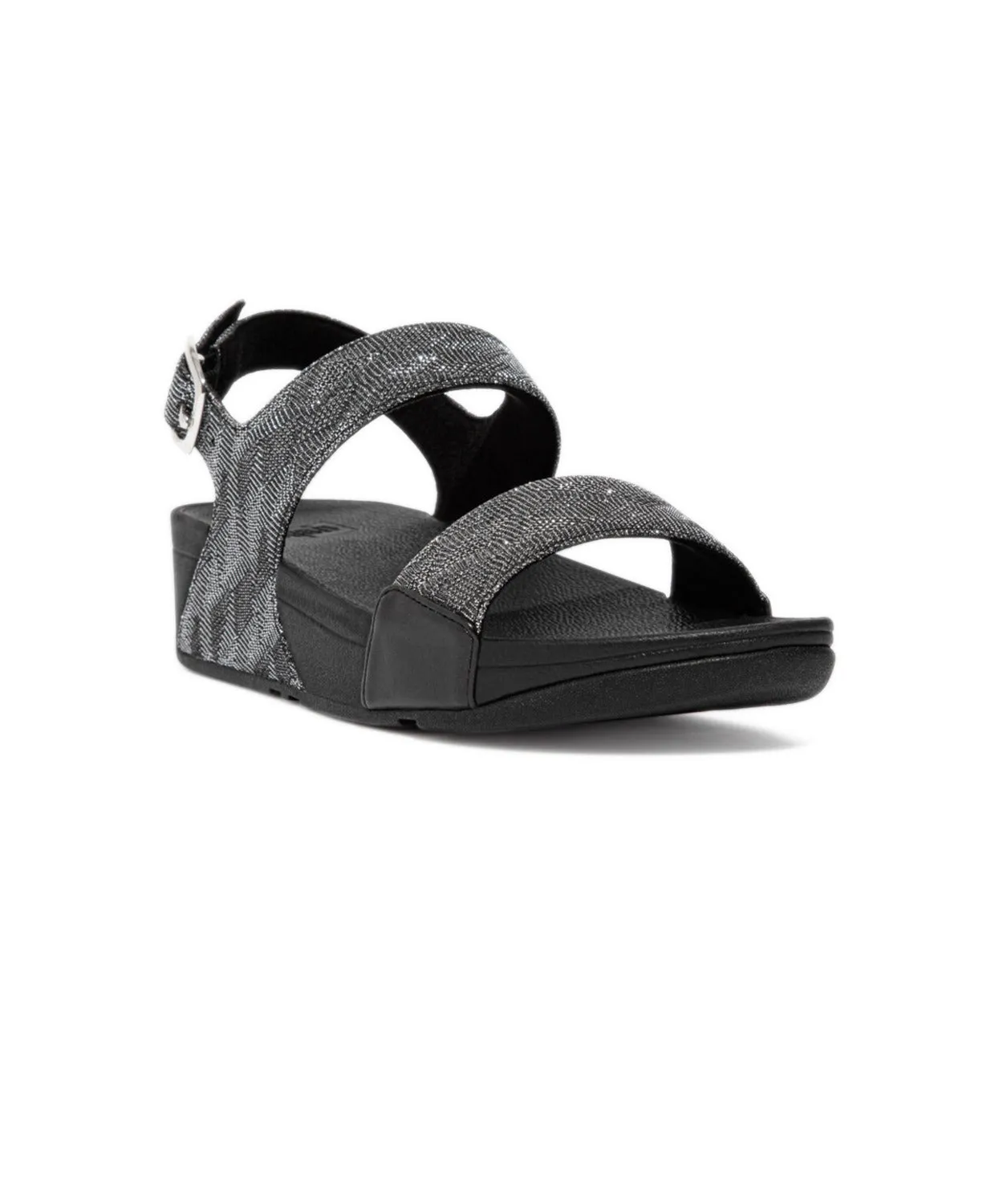 Womens Fitflop Shoes FitFlop Lulu Glitz All Black Back-Strap Sandals