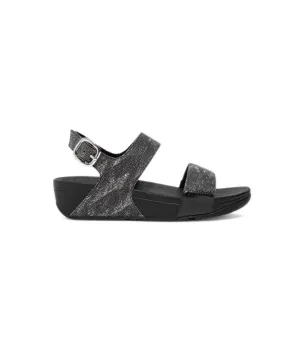 Womens Fitflop Shoes FitFlop Lulu Glitz All Black Back-Strap Sandals