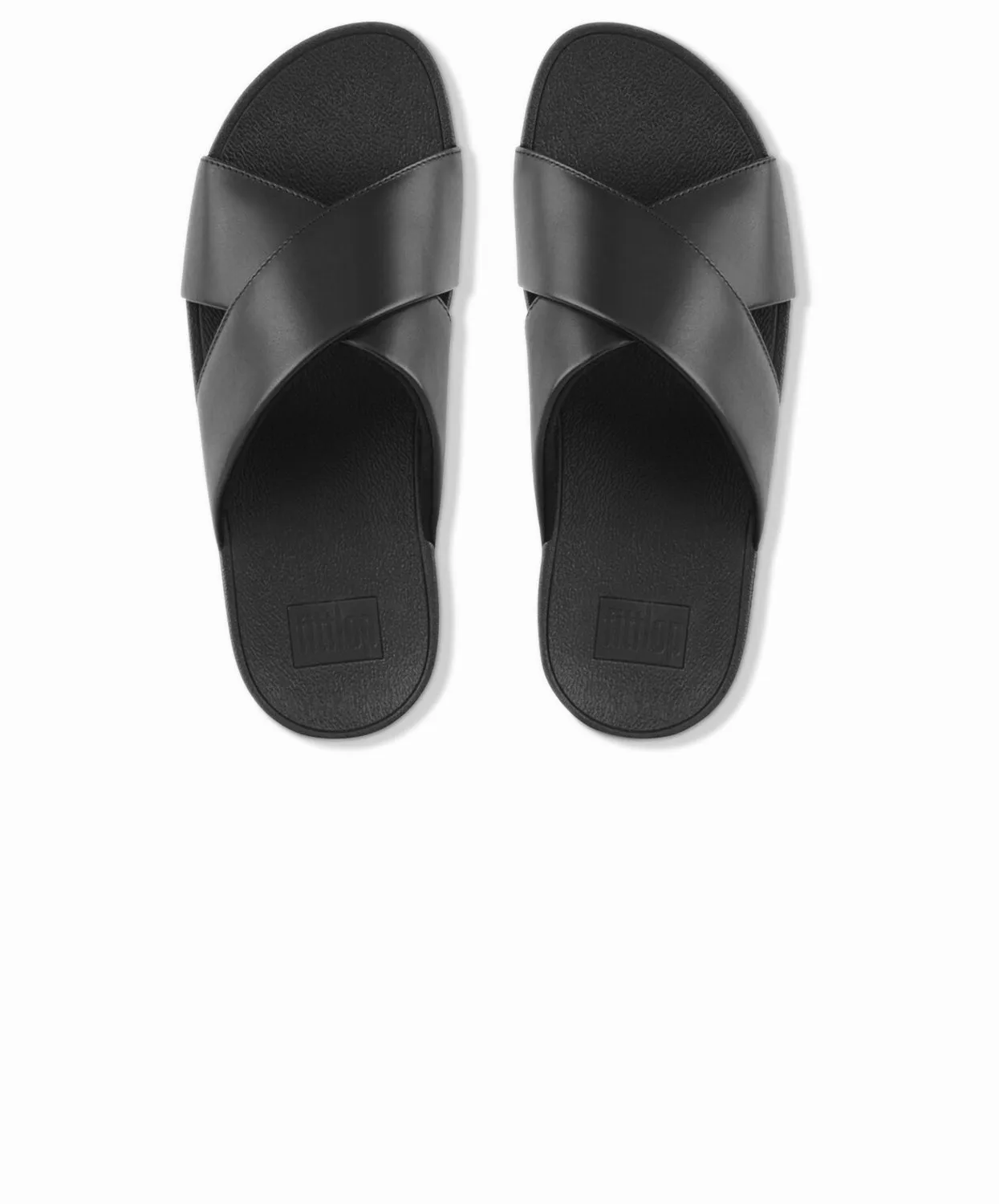 Womens Fitflop Shoes FitFlop Lulu Leather Black Cross Slides