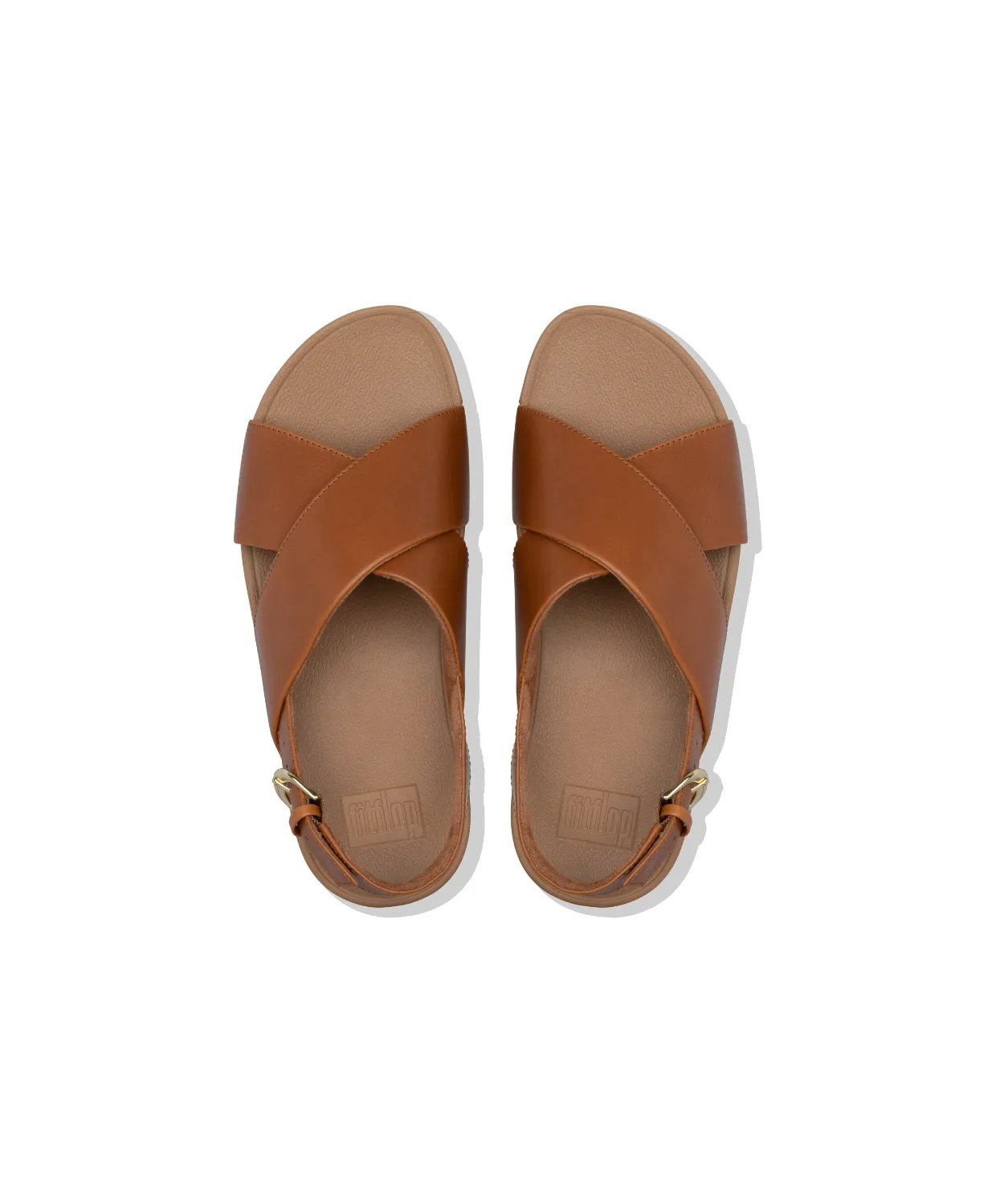 Womens Fitflop Shoes FitFlop Lulu Leather Cross Back Strap Sandals Light Tan