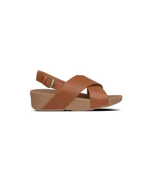 Womens Fitflop Shoes FitFlop Lulu Leather Cross Back Strap Sandals Light Tan